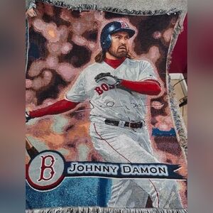 Boston Red Sox Throw Blanket 46x60 Johnny Damon Acrylic Tapestry Northwest Co